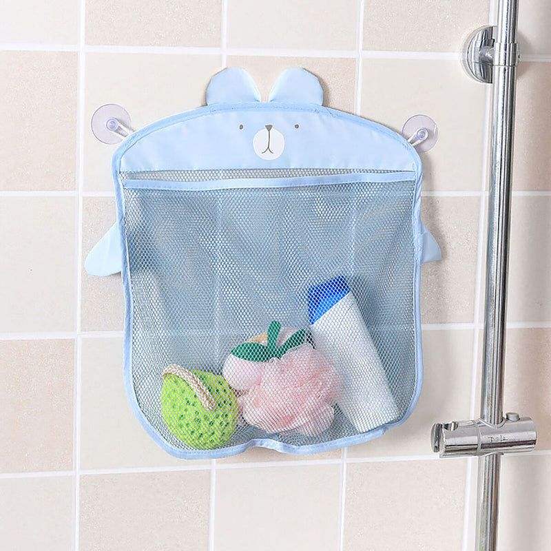 Water Toys Storage Bag Toys Organizer with Traceless Suction Cups (Blue) Newly
