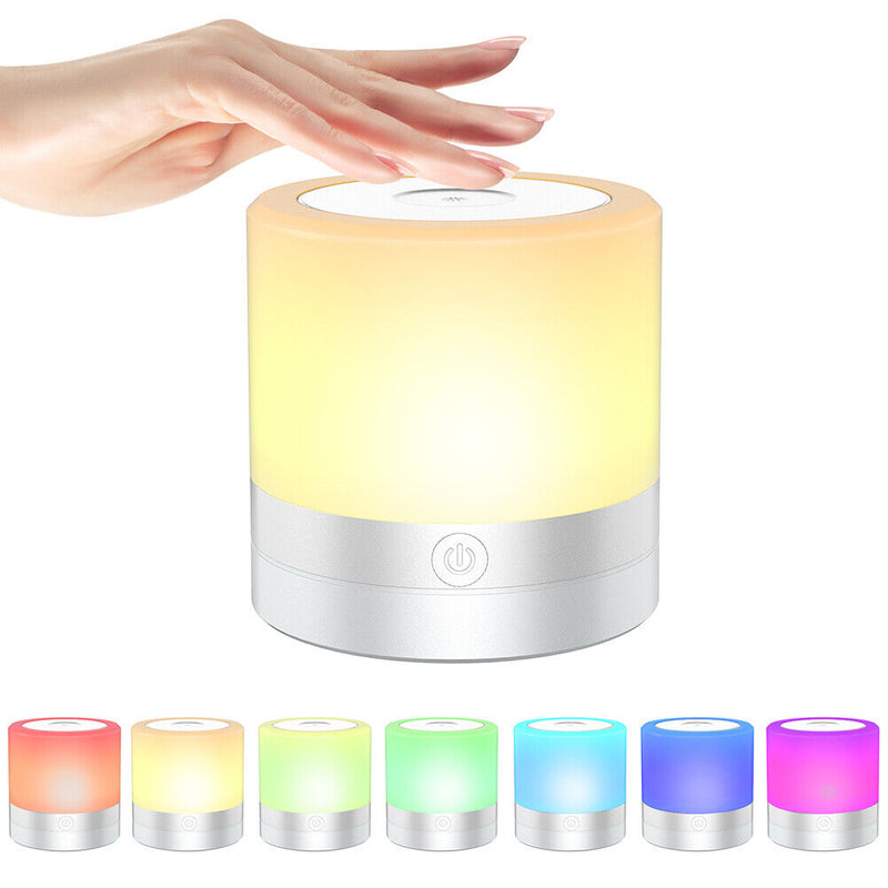 #A USB Rechargeable 7 Colors LED Night Light Portable Bedside Bedroom Table Lamp