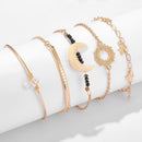 Women Flower Shell Moon Bracelet Round Slices Beach Cuff Bangles for Women Gi