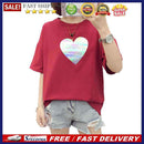 Cozy Women Fashion Love Heart Print Tops Summer Round Neck Half Sleeve T-shirts