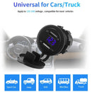 12V/24V Dual Port Car USB Charger Power Adapter with Voltage Meter (Blue)