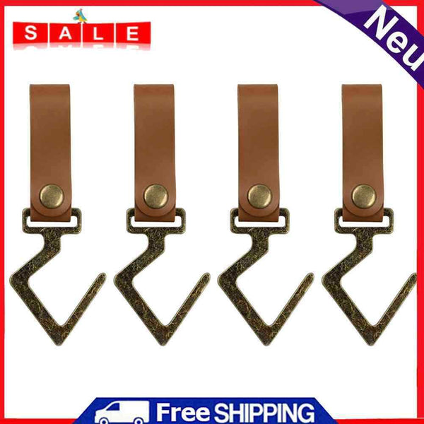 4pcs Outdoor Camping Leather Hook S Type Finishing Hook Kitchen Pot Pan Hanger