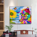 Frameless Cat Sunflower Oil Paint By Numbers DIY Handmade Drawing On Canvas Kit