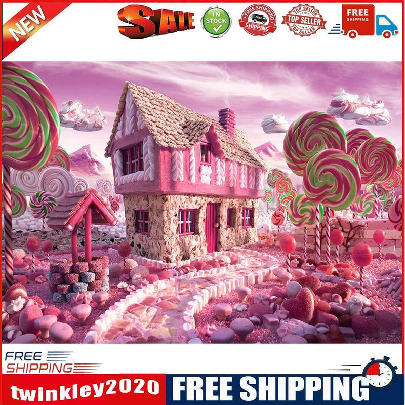 5D DIY Full Drill Diamond Painting Pink Candy Stick Cross Stitch Embroidery