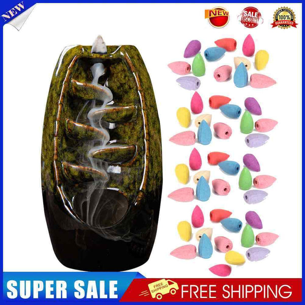 Mountains River Waterfall Incense Burner Fountain Backflow Aroma Smoke Hold