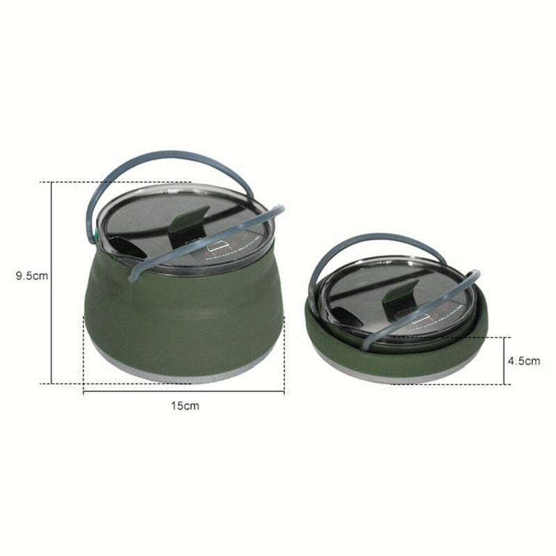 Silicone Folding Kettle Portable Tea Cooker Mini Boiling Pot (Dark Green) Newly