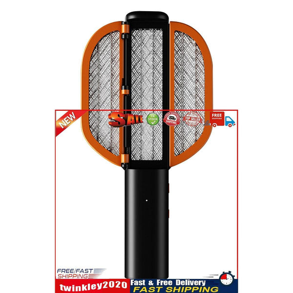 Electric Fly Swatter Insulation Protection Net & Foldable (Black Orange) Newly