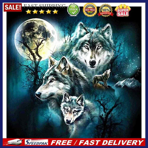 Oil Paint By Numbers Picture DIY Drawing Painting Night Wolf Paint Decor Ar
