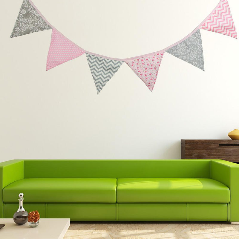 12 Flags Triangular Red Flag Bunting Wedding Birthday Party Home Decoration