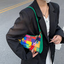 Geometric Hit Color Underarm Bags Leather Women Casual Shoulder Clutches Handbag