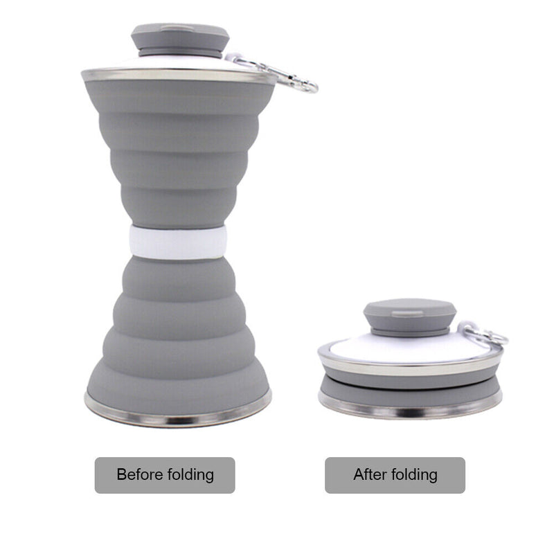 Sports 500mL Collapsible Soft Kettle Outdoor Silicone Water Bottle (Grey) Newly