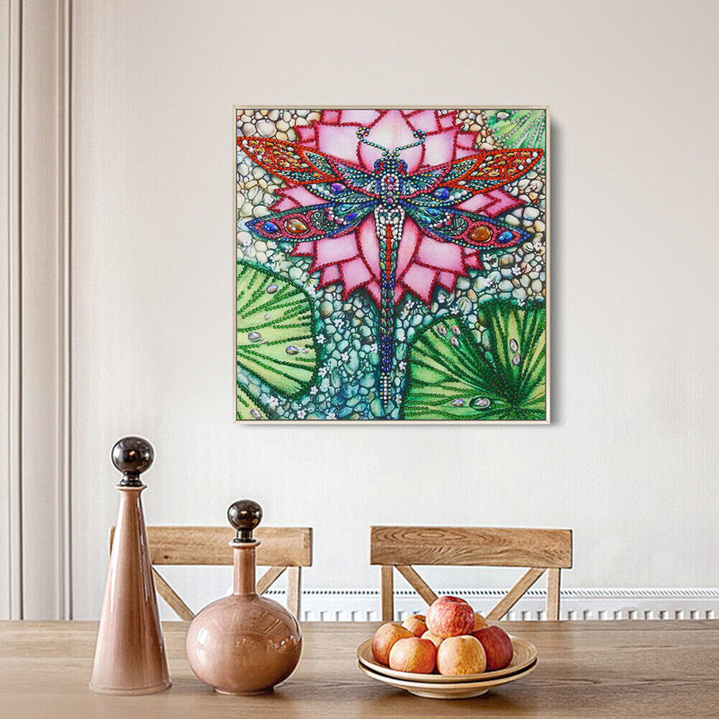 Mosaic Special Shape DIY Lotus Dragonfly Diamond Painting Rhinestone 5D Kit