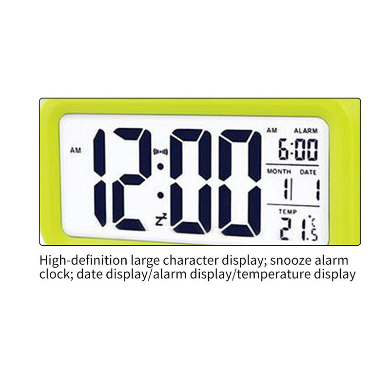 Temperature Alarm Clock LED Digital Backlight Calendar Snooze Clock (Green)