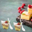 50pcs Clear Cup Kitchen Decor Cake Cup with Spoon Set for Tasting Pudding Yogurt