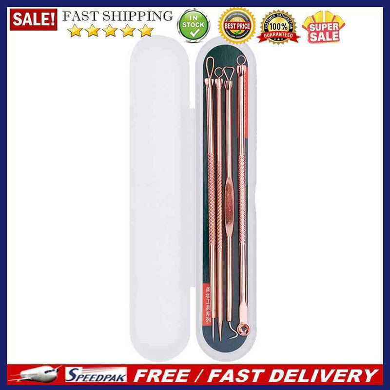 4pcs Practical Blackhead Remover Beauty Squeeze Tools Spots Acne Needle Kit