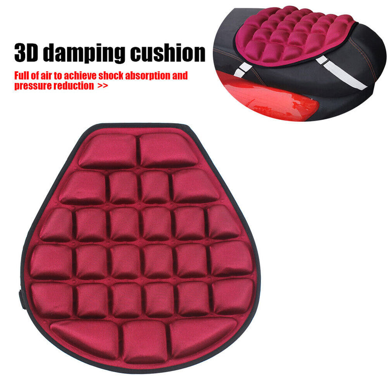 Motorcycle Seat Cushion Motorbike Sunscreen Pressure Relief Saddle (Red) Newly