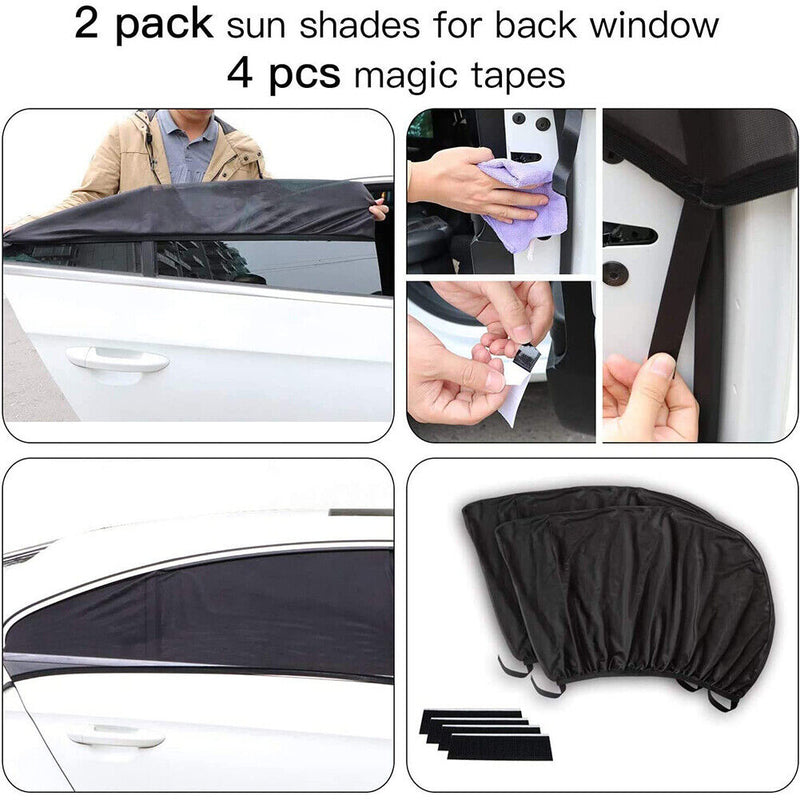 2pcs UV Protection Car Front Rear Side Window Sun Shade Anti-mosquito Net