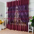 Flower Printing Curtain Yarn Tulle Window Curtain Panel for Bedroom (Purple