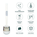 Silicone Toilet Brush - Punch-Free Wall Hanging Tool & Soft Head (White) Newly