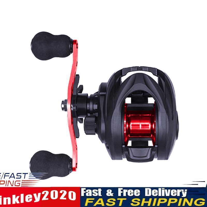 Metal Spool Baitcasting Reel 8kg Max Drag 6.3/1 Saltwater Wheel (Red Left) Newly