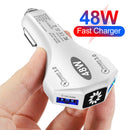Dual USB QC3.0 48W Car Charger Mobile Phone Fast Charging Adapter (White) Newly