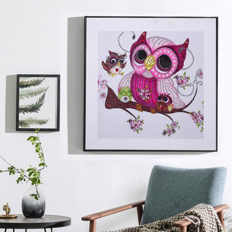 5D DIY Special Shaped Diamond Painting Pink Bird Cross Stitch Embroidery