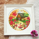 DIY 11CT Cross Stitch Stamped Fall Scenery Needlework Kit 35x35cm (5255) Newly
