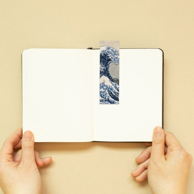 14CT Wave Counted Bookmark Cross Stitch Set Double Side Embroidery Tassel