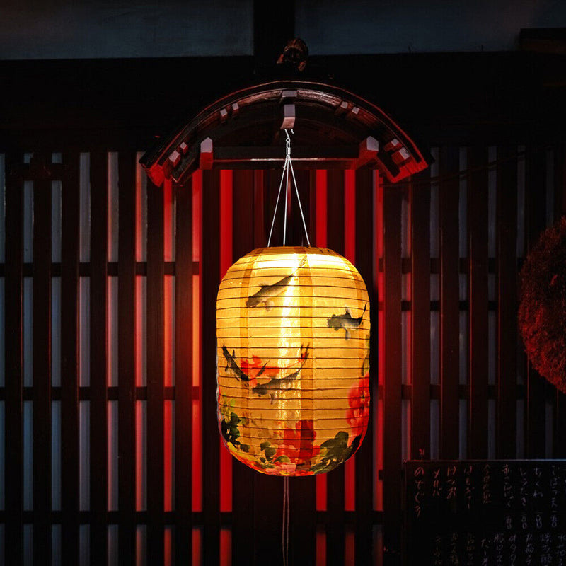 Solar Lantern Chinese Japanese Print Hanging Outdoor Garden Party Light (I)