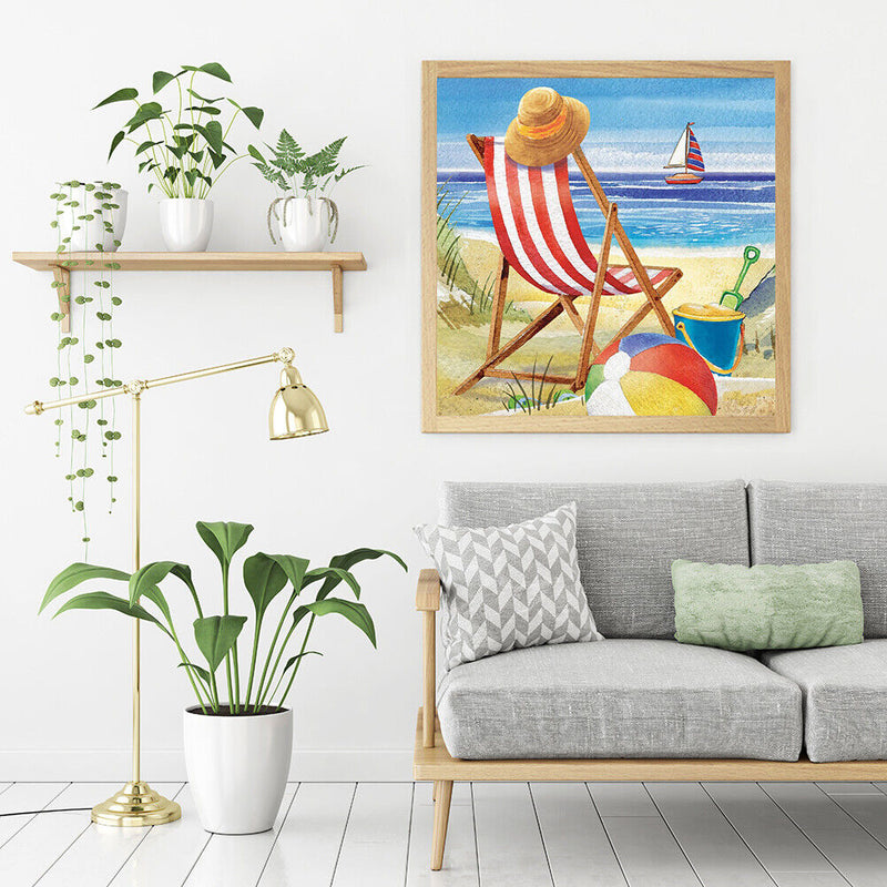 Beach Chair Oil Paint By Numbers Kits DIY Handpainted on Canvas Wall Art