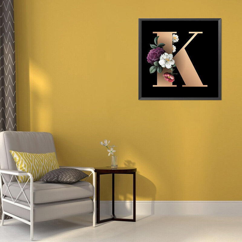 DIY Full Round Drill Diamond Painting letter K Mosaic Rhinestone Craft