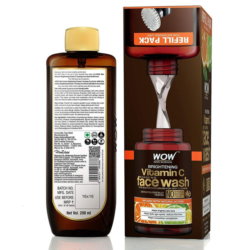 WOW Skin Science Brightening Vitamin C Foaming Face Wash Refill Pack - 200 ml