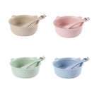 Plastic Anti-Scald Wheat Straw Baby Feeding Bowl Panda Design Bowl Spoon Set
