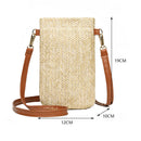 Summer Women Mini Straw Crossbody Bags Woven Phone Wallet (Camel no Buckle)