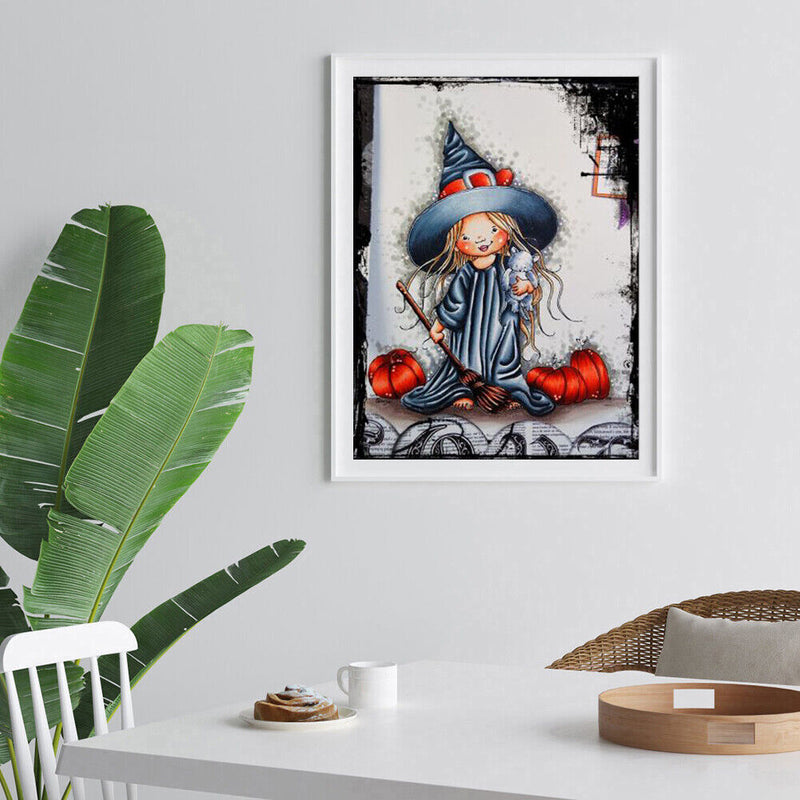 Art Hand Painted Oil Paint By Numbers Witch Digital Drawing On Canvas Home Decor