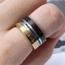Titanium Steel Calendar Date Time Roman Numerals Rings Punk 3 Part Rotatable