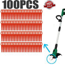 100pcs Red Plastic Blades Cutter Replace For Cordless Grass Trimmer Strimmer