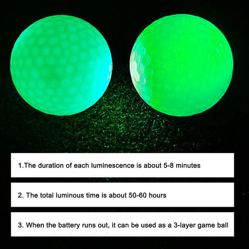 LED Light Up Golf Ball Glow in the Dark Night Multicolor Training Practice Ball