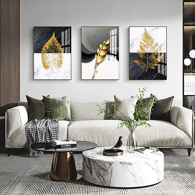 Frameless Golden Leaves Oil Paint by Numbers Kit Handpainted Artwork Wall Craft