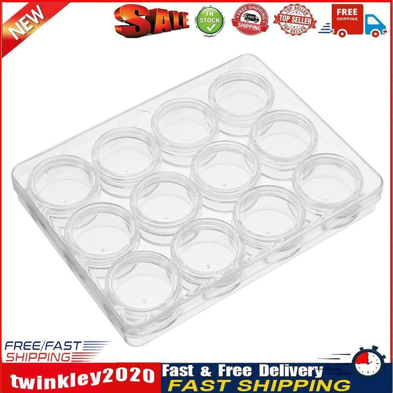 12 Grids Bottles Rhinestone Beads Storage Box Nail Art Jewelry Container Newly