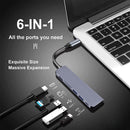 USB C HUB 4K 30Hz Type C to HDMI-compatible USB 3.1 PD 100W Adapter 6 in 1 Dock