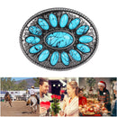 Cowboy Turquoise Stone Buckles Wide Belts Alloy Jeans Accessory for Men Women