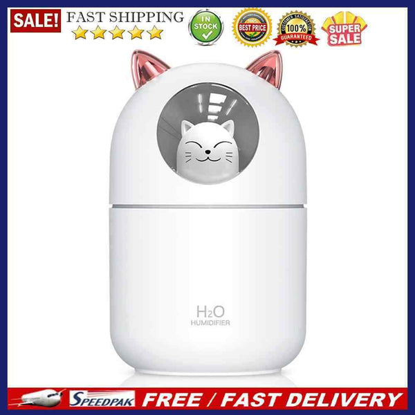 Air Humidifier Cute Cat Small Aroma Diffuser with Night Light Home Cool Mist