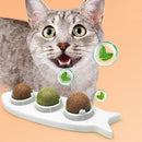 Cat Mint Ball Toys - Edible Cat Toys 3-in-1 Spinning Chewing Balls (White)