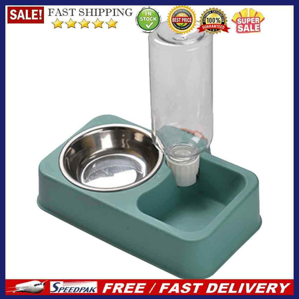 Pet Cat Double Bowl Automatic Drinking Food Feeder Cage Dog Cats Water Foun