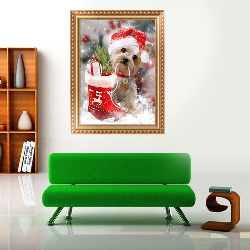 Dog Christmas Xmas 5D Diamond Embroidery Painting Rhinestone Cross Stitch