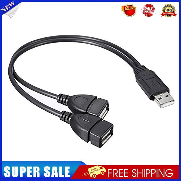 30cm USB2.0 Male to Dual USB Female USB Charging Power Cable Extension Cord
