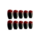 False Nails With Glue Nail Art Patch Square Coffin Shape Black-Red Gradient