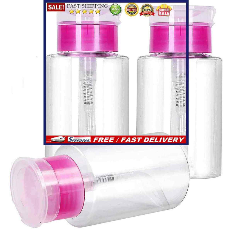 3pcs Push Down Dispenser, Empty Bottle Container for Nail Polish Remover, 1
