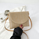 Straw Clutch Handbag Summer Beach Woven Envelope Crossbody Purse (Khaki 1)